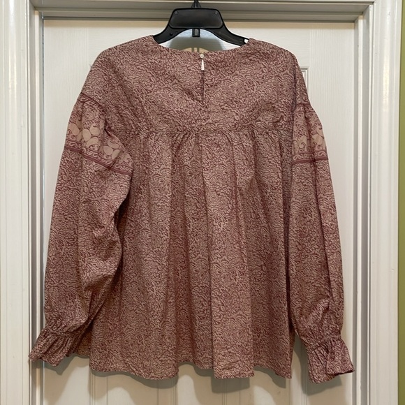 Anna Sui X Uniqlo - mauve Boho patterned top floral flowy long sleeve - size XL - Picture 2 of 5